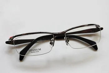 Saf titanyum çerçeveleri Ultra hafif alerjik olmayan yarım çerçeve miyopi erkek gözlük çerçevesi Moda iş gözlük çerçevesi 1153