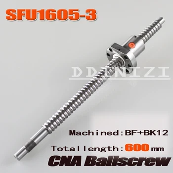 SFU1605 L 600mm RM1605 600mm SFU1605-3 Haddelenmiş vidalı 1 adet+1 adet bilyalı + son işleme BK / BF12 standart işleme