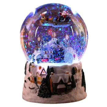 Noel kar evi kristal top müzik kutusu döndür ışık 4-in-1 çok fonksiyonlu kristal küre noel hediyesi