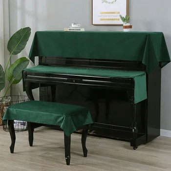 Kadife Yarım Piyano Kapağı Dışkı ile Kapak Retro Tarzı Piyano Koruma Toz Geçirmez Romantik Doğal Avrupa Piyano Kapağı