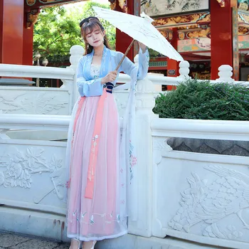 2022 Geleneksel Kadın Pembe Hanfu Elbise Antik Çin Kostüm Güzel Dans Hanfu Orijinal Prenses Tang Hanedanı Elbise