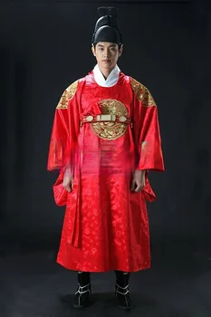 Güney Kore'den ithal Kumaşlardan Yapılmış Eski Kralların Geleneksel Kostümleri, Büyük Ölçekli Etkinlikler için Erkek Hanbok Kostümleri