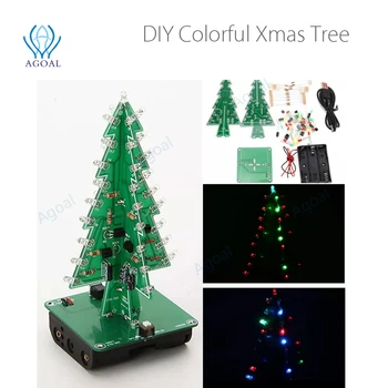 5 Adet / grup DIY Renkli 3D Noel Ağacı LED Flaş Kiti Noel hediyesi Elektronik Öğrenme Kiti DIY parça kiti başlangıç kiti