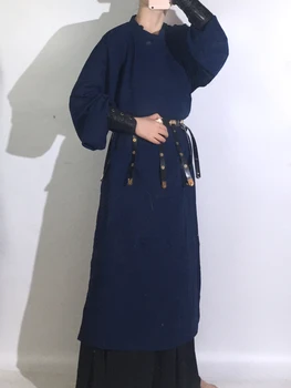 4 Renkli Moda Tang Ming Hanedanı Yuvarlak Boyun Elbise erkek Günlük Uzun elbiseler Tang Takım Elbise Modern Çin Geleneksel Wuxia Kostüm