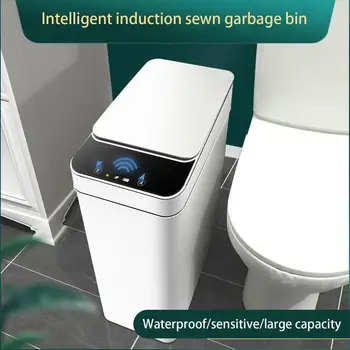 Akıllı Sensör çöp tenekesi Mutfak Banyo Tuvalet çöp tenekesi Otomatik İndüksiyon Su Geçirmez Kapaklı 12L Güneş Enerjili
