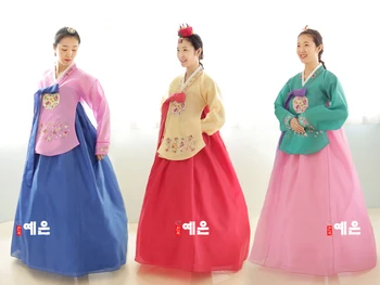 Bayanlar Hanbok Kore İthal Kumaş / Mahkeme Tang Giyim Hanbok Dachangjin Gelin Hanbok Nokta Hanbok