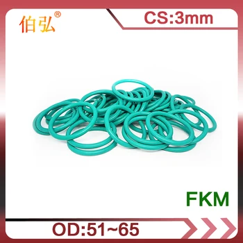 Fluororubber O-Ring 1 Adet/grup FKM Sızdırmazlık CS 3 mm OD51/52/53/55/56/58/60/61/62/63/65mm O-Ring Conta Conta Halkası