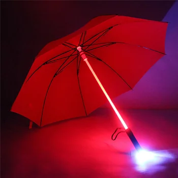 LED Şemsiye Erkekler Kadınlar Su Geçirmez Rüzgar Geçirmez Plastik Kırmızı Yağmur Şeffaf Yanıp Sönen Gece Tutucu Rulo Şemsiye Yürüyüş için