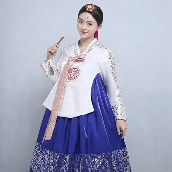 Yüksek Kalite Kadınlar Kore Geleneksel Hanbok Elbise Kroean Azınlık Dans Kostüm Antik Sahne Performansı Cosplay Giyim 89
