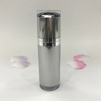 30 ML düz yuvarlak akrilik gümüş havasız şişe losyon / vakıf / serum / emülsiyon özü nem toner kozmetik ambalaj