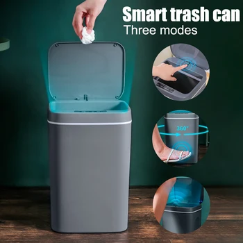 12-16L Akıllı çöp tenekesi Otomatik sensörlü çöp kovası Elektrikli çöp kutusu Su Geçirmez çöp kovası Mutfak Banyo İçin Geri Dönüşüm