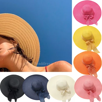 Yeni Kadın Yaz Siperliği Şapka Katlanabilir güneş şapkası Geniş Geniş Ağız plaj şapkaları Hasır Şapka UV Koruma Seyahat Kap Bayan Kap Kadın Kızlar