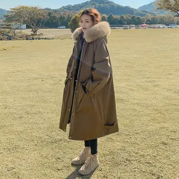 Yeni Sonbahar Kadın pamuklu ceket Yastıklı Rahat Ince Ceket Kadın Kapşonlu Parkas Pamuklu Sıcak Kürk Yaka Palto Bayan Mont G104