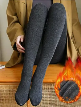 Otoriter Nervürlü Süper Kalın Sıcak Tayt Kadın Sonbahar Katı İnce Yüksek Bel Zarif Moda Yoga Tayt Sıcak kadın pantolonları 2023