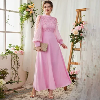 2023 Sonbahar/kış Yeni Moda Avrupa ve Amerikan kadın Çıkartması Kabarcık Uzun Kollu Büyük askı elbise stokta Vestidos