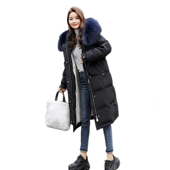 Bel Orta Uzunlukta şişme ceket kadınlar 2021 Kore Tarzı İpli İnce Beyaz Ördek iç astarlı ceket Kadın Kış Y545