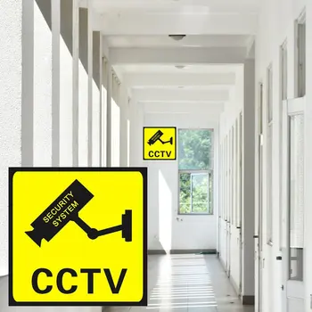 1 Adet Kare CCTV Gözetim Güvenlik 24 Saat monitörlü kamera Uyarı Etiketleri Işareti Uyarısı Duvar Sticker Su Geçirmez Etiketleri