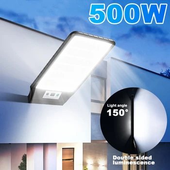 Yeni 500W Açık Güneş Sokak Lambası LED Su Geçirmez Kemer Uzaktan Kumanda Ev Avlu Spot İnsan Algılama Aydınlatma