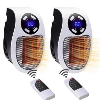 2 Adet 220V 500W Soket Mini Elektrikli havalı ısıtıcı, Enerji Tasarrufu Otomatik Sıcaklık Kontrolü Kapalı AB Tak Beyaz
