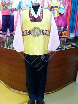 Erkek Hanbok Kore Orijinal İthal Kumaş Kore Giyim Büyük ölçekli Olay Performans Giyim