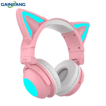 GAİNBANG Kedi Kulak kablosuz bluetooth Kulaklık 7.1 Kanal Stereo Müzik Oyun Kulaklık İkili Mic Gürültü Azaltma Kulaklıklar