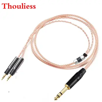 Thouliess HİFİ Hi-Fi El Yapımı 6.35 mm TRS Tek Kristal Bakır kulaklık yükseltme kablosu için ATH-R70X R70X Kulaklıklar
