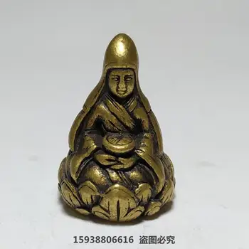 Antika Koleksiyon Katı Sarı Vintage Tibet Biyografi Mini Cep Zunkabafo Cep Buda Bakır