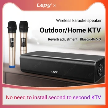Yüksek güç Taşınabilir Açık KTV Ses Seti Çift kablosuz mikrofon ile Ev Sineması TV Çift kanallı Stereo Bluetooth Hoparlörler Karaoke