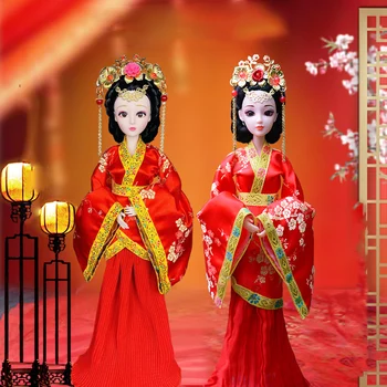 1/6 Ölçekli 30cm Antik Kostüm Hanfu Elbise Çin Gelin Uzun Saç Peri Prenses Barbi Bebek Eklemler Vücut Modeli Oyuncak Hediye Kız İçin