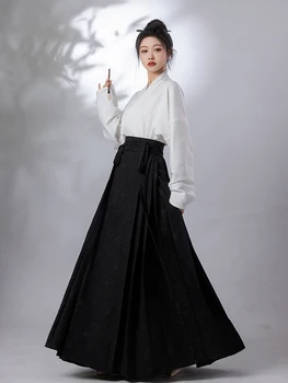 Retro Çin Geliştirilmiş Antik Hanfu Tarzı Ma Ana Etek Gevşek Gömlek uzun elbise iki adet Set kadınlar için günlük hanfu Elbise
