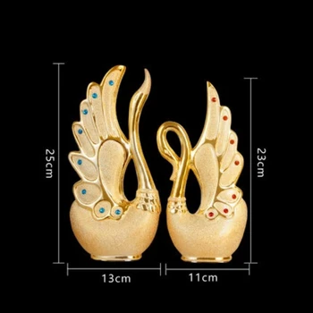 2 ADET / takım Kuğu Severler Ev Dekor Seramik El Sanatları Porselen Hayvan Figürleri Düğün Dekorasyon Yeni Yıl Hediye