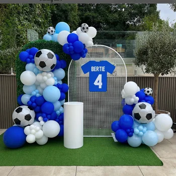 129 adet Futbol Tema Balon Garland Kemer Kiti Futbol Folyo Balonlar Koyu Mavi Lateks Topu Doğum Günü Bebek Duş Parti Dekorasyon