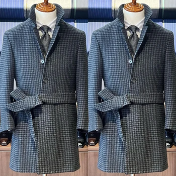 Balıksırtı Ceket Erkek Takım Elbise Özel Tek Parça Palto Tek Göğüslü Kemer İle Sıcak İş Düğün Damat Balo Özel