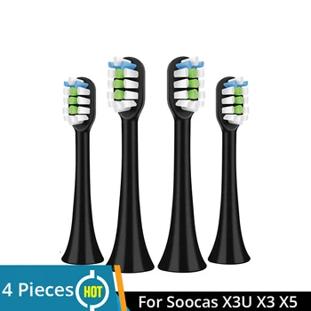 Yedek Fırça Başkanları için SOOCAS X3 X5 V1 X3U Yumuşak Kıl 4 Adet Elektrikli Diş Fırçası Dupont Kıl Mühürlü Paketlenmiş