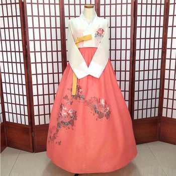 Hanbok Elbise Şakayık Hanbok El İşlemeli Kadın Ulusal Geleneksel Resmi Ziyafet Kutlama Performans Kıyafet