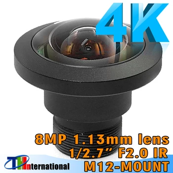 4K 8MP Balıkgözü Lens 1.13 mm Lens M12 Montaj / 1 / 2 7 inç 220 Derece F2.0 4K Kamera İçin IMX178 / IMX226 16: 9 Sensörü