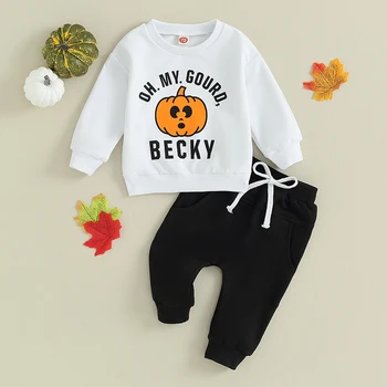 Toddler Erkek Bebek cadılar bayramı kıyafetleri Hayalet Kabak Baskı Kazak Tops pantolon seti Sevimli Bebek Yenidoğan Sonbahar Giysileri