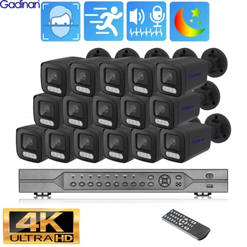 H. 265 + Ultra HD 4K 16CH AI Yüz Algılama POE Güvenlik Kamera Sistemi 8MP NVR Akıllı AI Tam Renkli Gece CCTV Video Gözetim Kiti