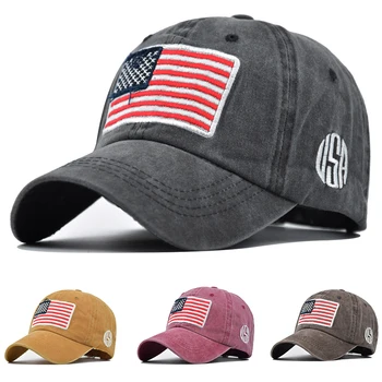 Kap Gorras Кепка Yeni İşlemeli ABD Bayrağı beyzbol şapkası Erkekler Yıkanmış Pamuk Ayarlanabilir Askeri Şapka Kadın Hop Kapaklar Açık baba şapkası