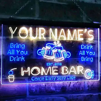 Kişiselleştirilmiş adınız özel ev Bar Neon tabelalar bira kurulan yıl çift renkli LED Neon ışık burcu st6-p1-tm