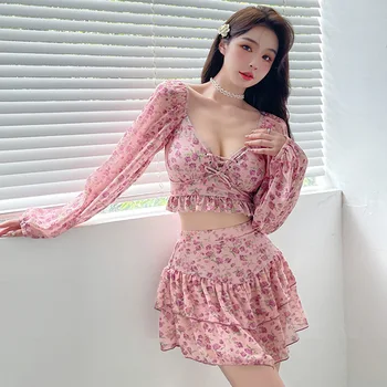 Wısuwore Kore Tarzı Yüksek Bel bikini seti Kadın Biquini Takım Elbise İki Adet Mayo Çiçek Mayo Yüksek Kaliteli Plaj Takım Elbise 2023