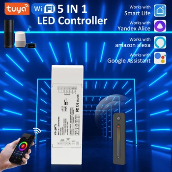 RGBCCT denetleyici RGBW V5-L Tuya Wifi 12V 24V 36V 48V led ışık şeridi RGB CCT ışıkları Dimmer akıllı yaşam Alexa ses APP kontrol