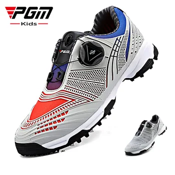 PGM çocuk golf ayakkabıları Erkek Düğme Hızlı Bağlama Ayakkabı Açık Spor Su Geçirmez Sneakers Degrade Renk Sonbahar Kış XZ105