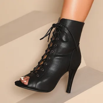 2023 Yeni Moda Kadın Topuklu Parti Peep Toe Çizme kadın ayakkabısı Latin Dans Sokak Seksi Stilettos