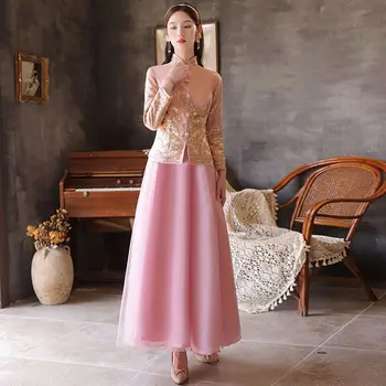 Gelinlik Modelleri 2023 Yeni Çin Nedime Grubu Düğün Sisters Elbise Çin Tarzı Uzun Bahar Yaz İnce Elbise