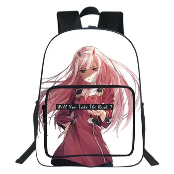 Sıfır İki Anime Sırt Çantası Kız Erkek okul çantası Genç Sırt Çantaları Sevgilim Franxx İçinde Kolej Seyahat Çift katmanlı Sırt Çantası