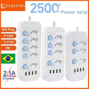 Brezilya Priz güç şeridi 4 USB Portu İle Uzatma Kablosu Akıllı Ev Hattı Filtresi Brezilya AC çıkışı Elektrik BR Fiş Adaptörü