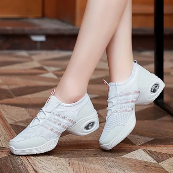 Öğretmenler Ayakkabı Uygulama Kare Dans Ayakkabıları Kadın Nefes Örgü spor ayakkabı Aerobik Yumuşak Alt Caz Modern Dans Ayakkabıları