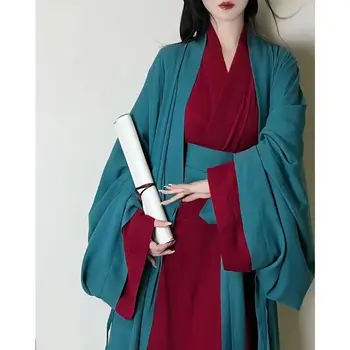Çin Hanfu Elbise Kadın Cosplay Kostüm 2023 Antik Geleneksel Hanfu Elbise Song Hanedanı Hanfu Yeşil ve Kırmızı Elbise Artı Boyutu