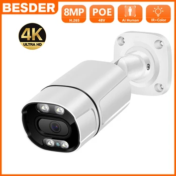 BESDER 4K Ultra HD 8MP Akıllı IP Kamera Açık H. 265 4MP POE Kamera IR Renkli Gece Görüş İki Yönlü Ses CCTV Güvenlik Video Kamera